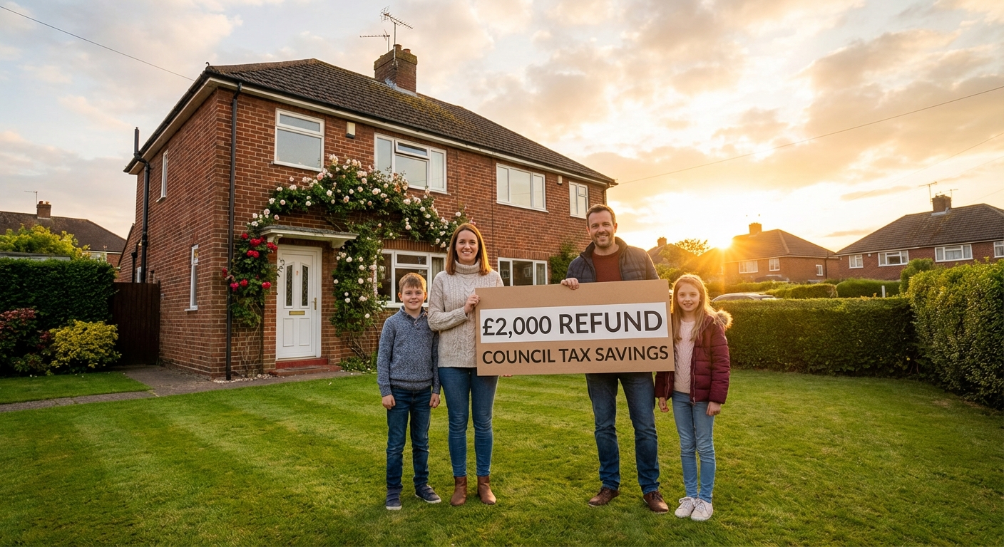 Happy family who got a £2,000 council tax refund